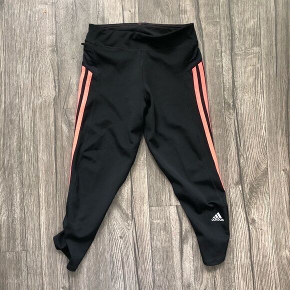 2/$30 ADIDAS Response Coral 3 Stripe Legging Capri - Picture 3 of 10